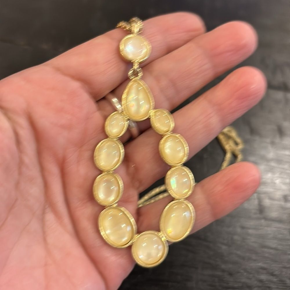 Lucky Brand Boho Western Faux Mother of Pearl Long Gold Tone Necklace - Picture 4 of 7